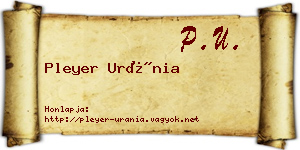 Pleyer Uránia névjegykártya